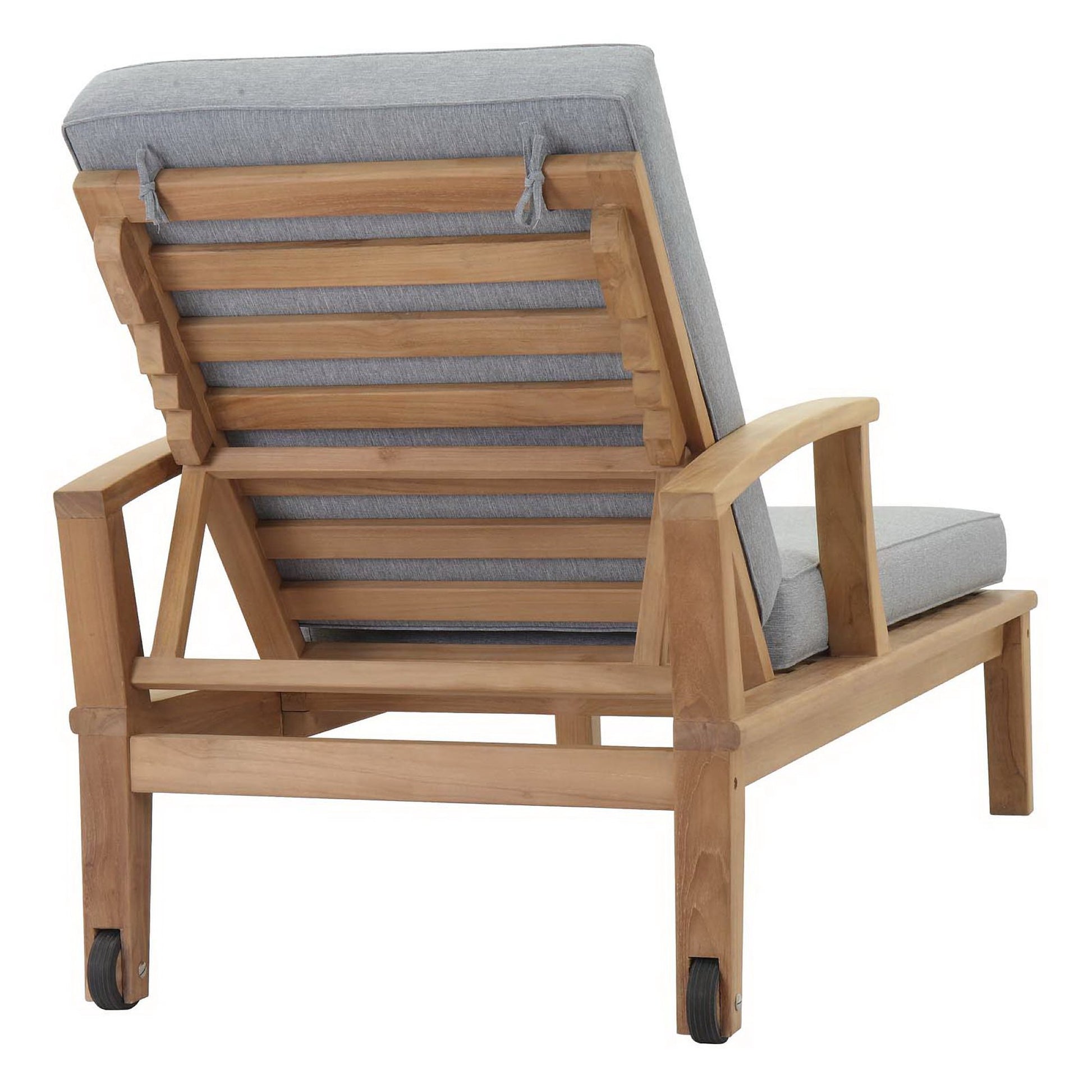 Marina Outdoor Patio Teak Single Chaise - Natural White