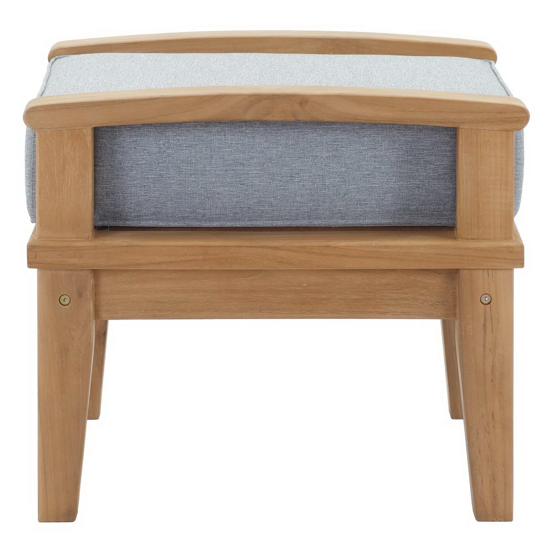 Marina Outdoor Patio Teak Ottoman - Natural Navy