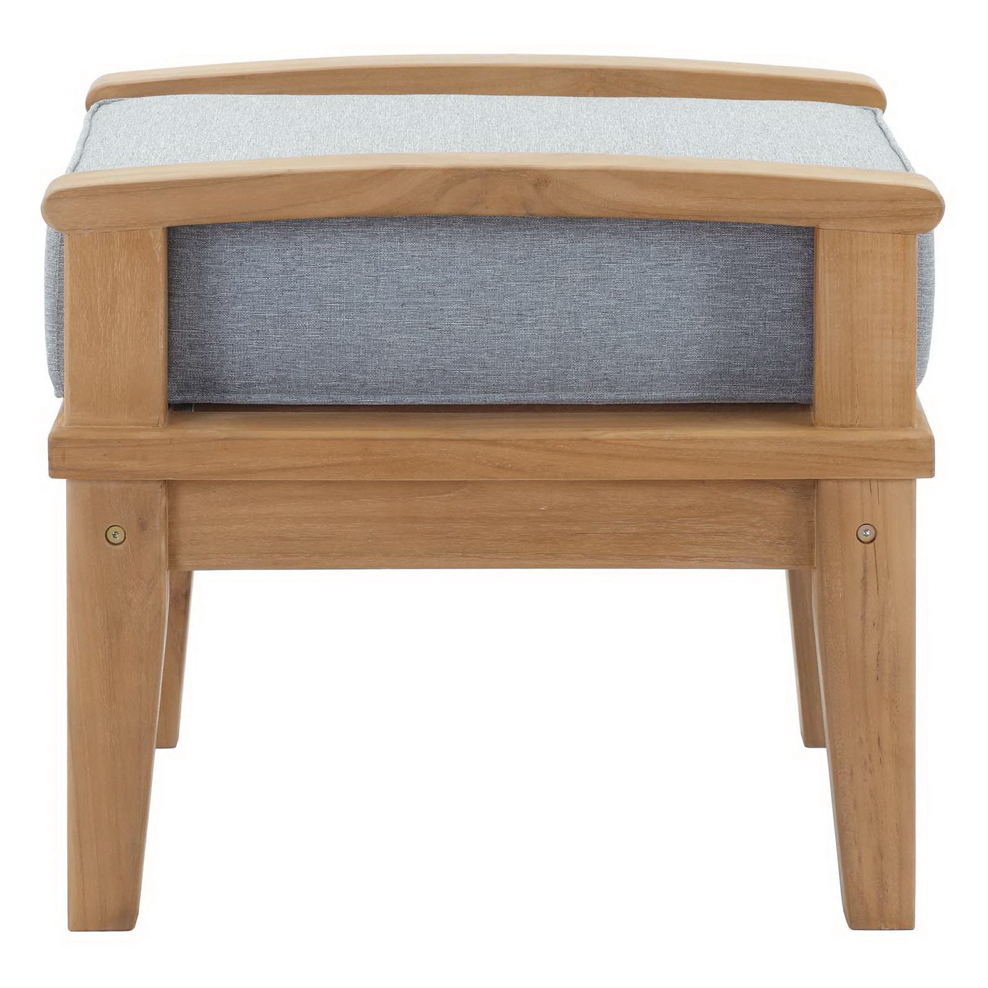 Marina Outdoor Patio Teak Ottoman - Natural Navy