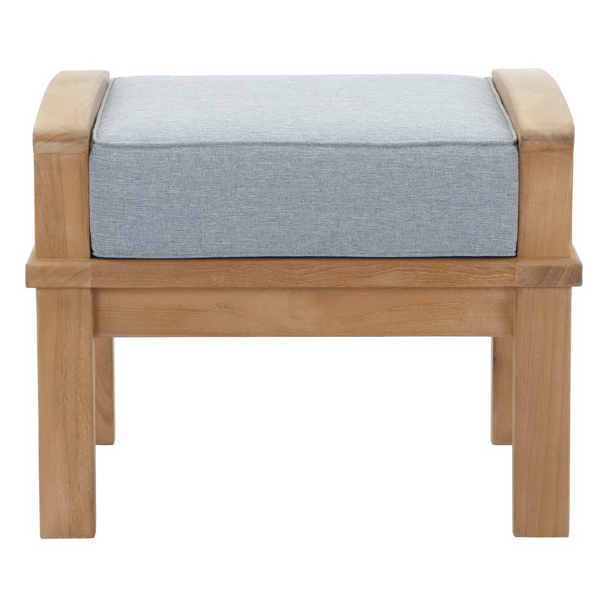 Marina Outdoor Patio Teak Ottoman - Natural White