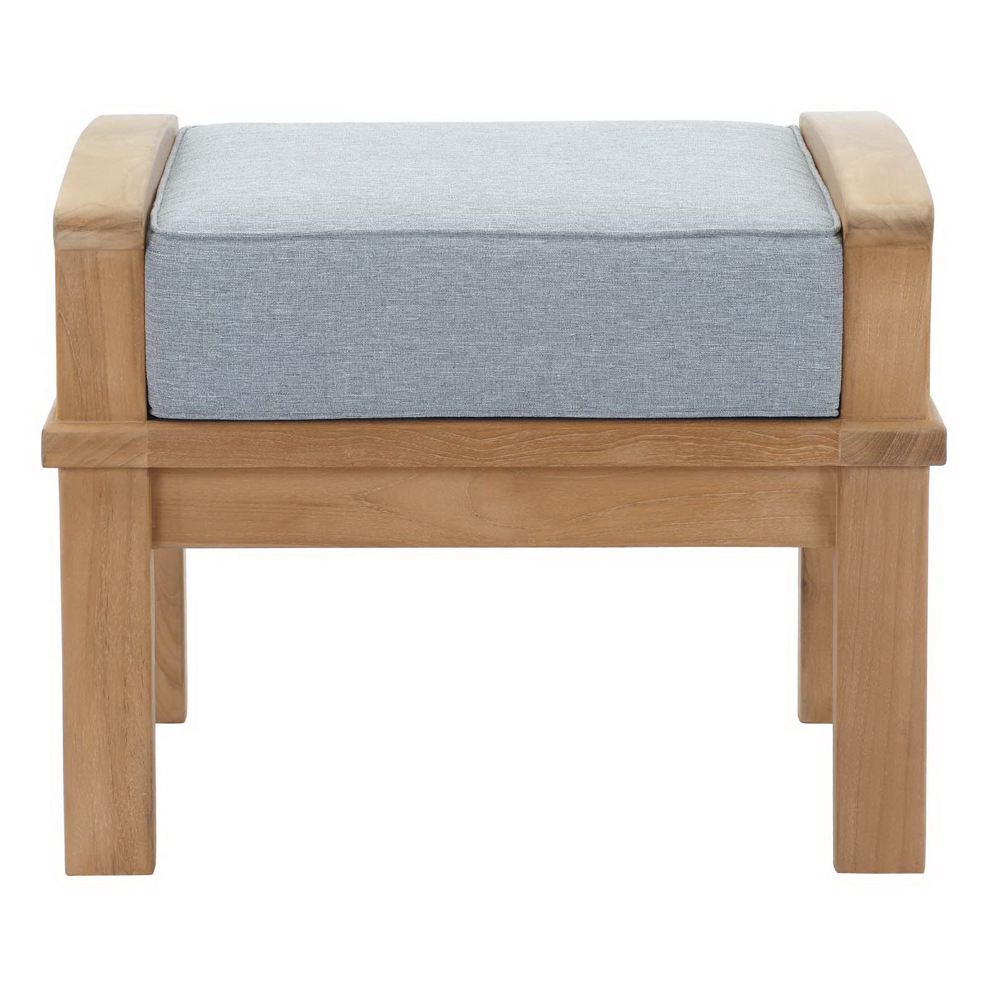 Marina Outdoor Patio Teak Ottoman - Natural White