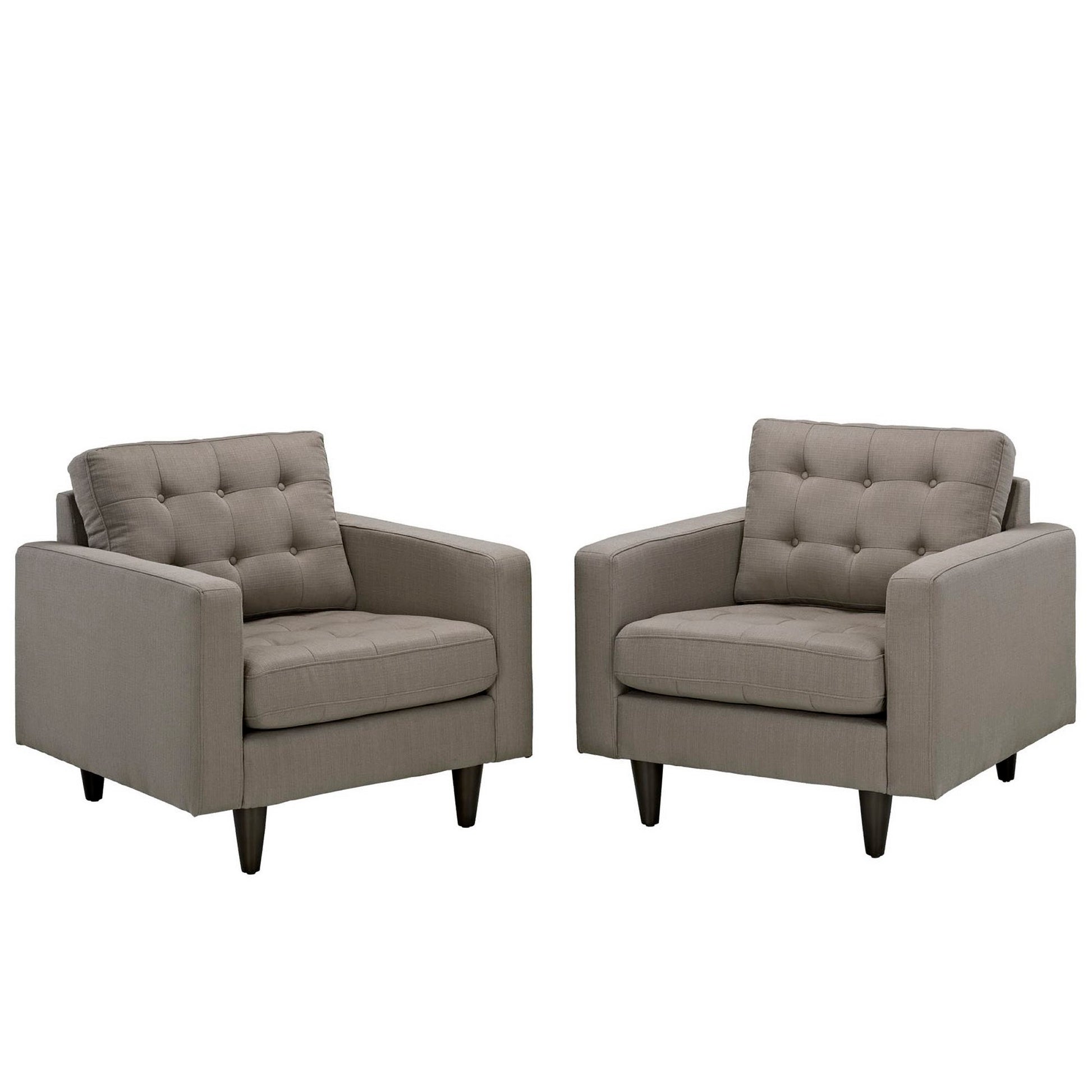 Empress Armchair Upholstered Fabric Set of 2 - Granite