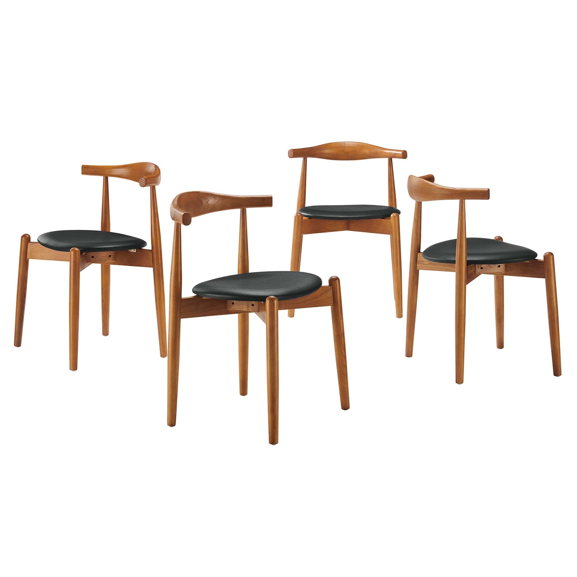 Stalwart Dining Side Chairs Set of 4 - Dark Walnut Black