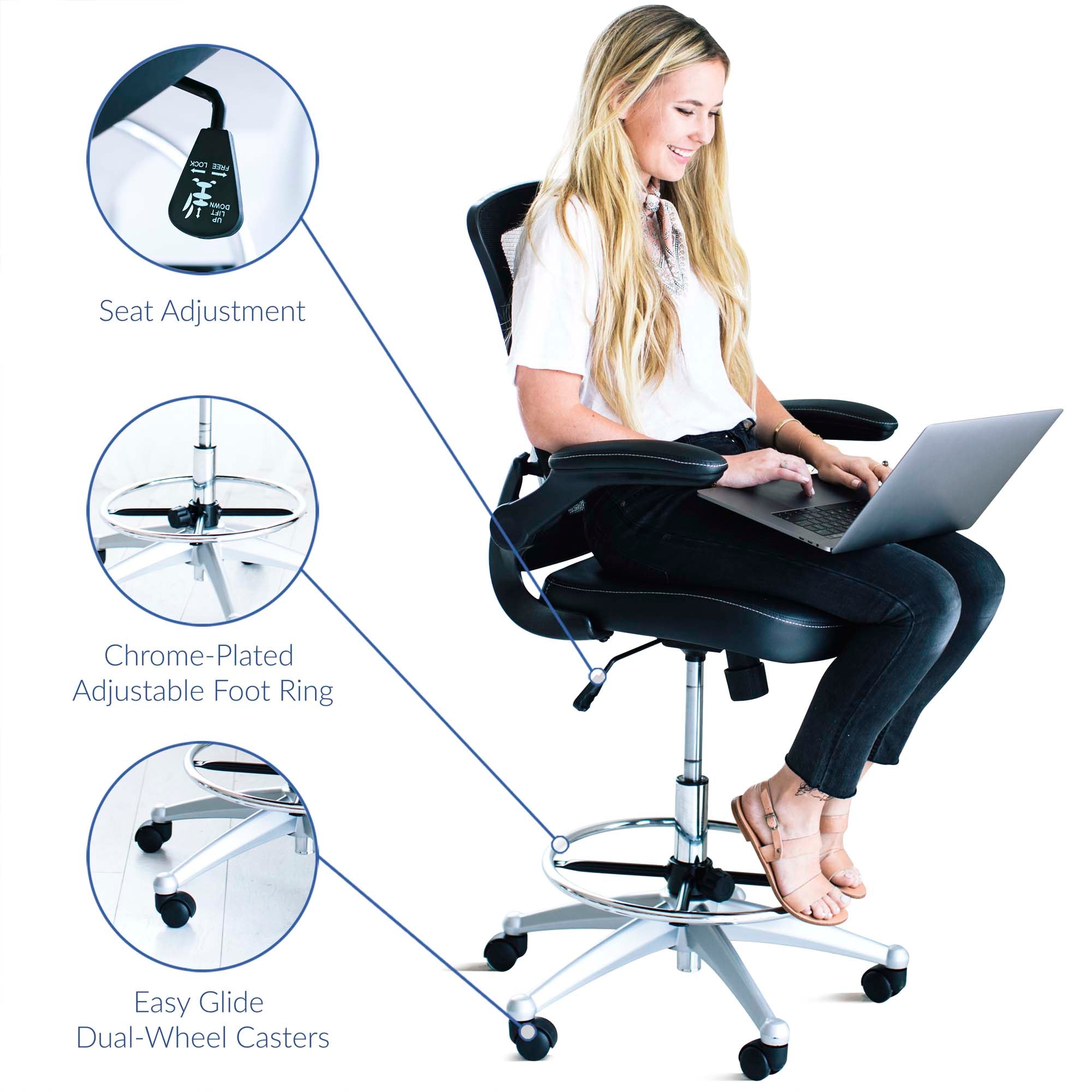 Attainment Vinyl Drafting Chair - Brown