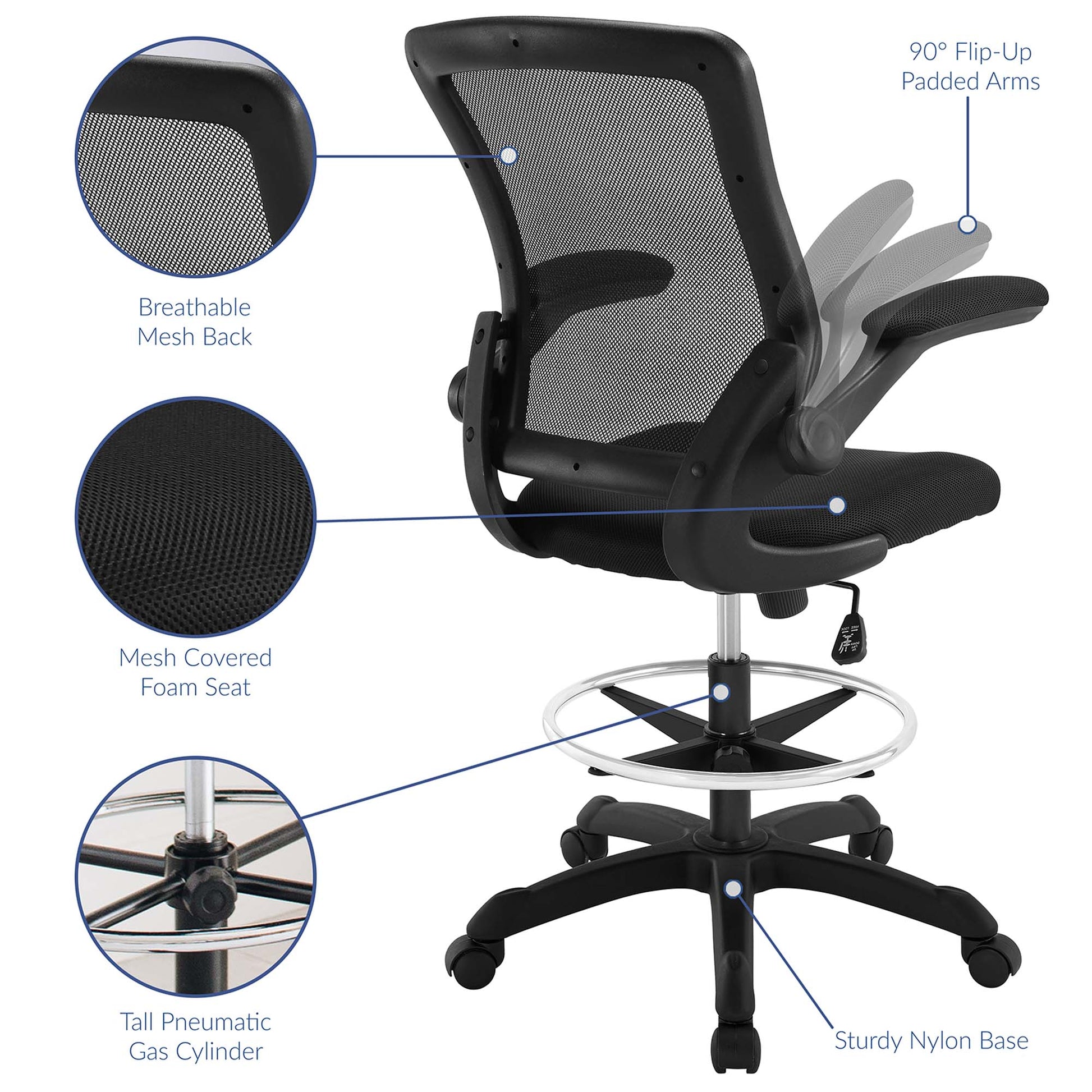 Veer Drafting Chair - Blue