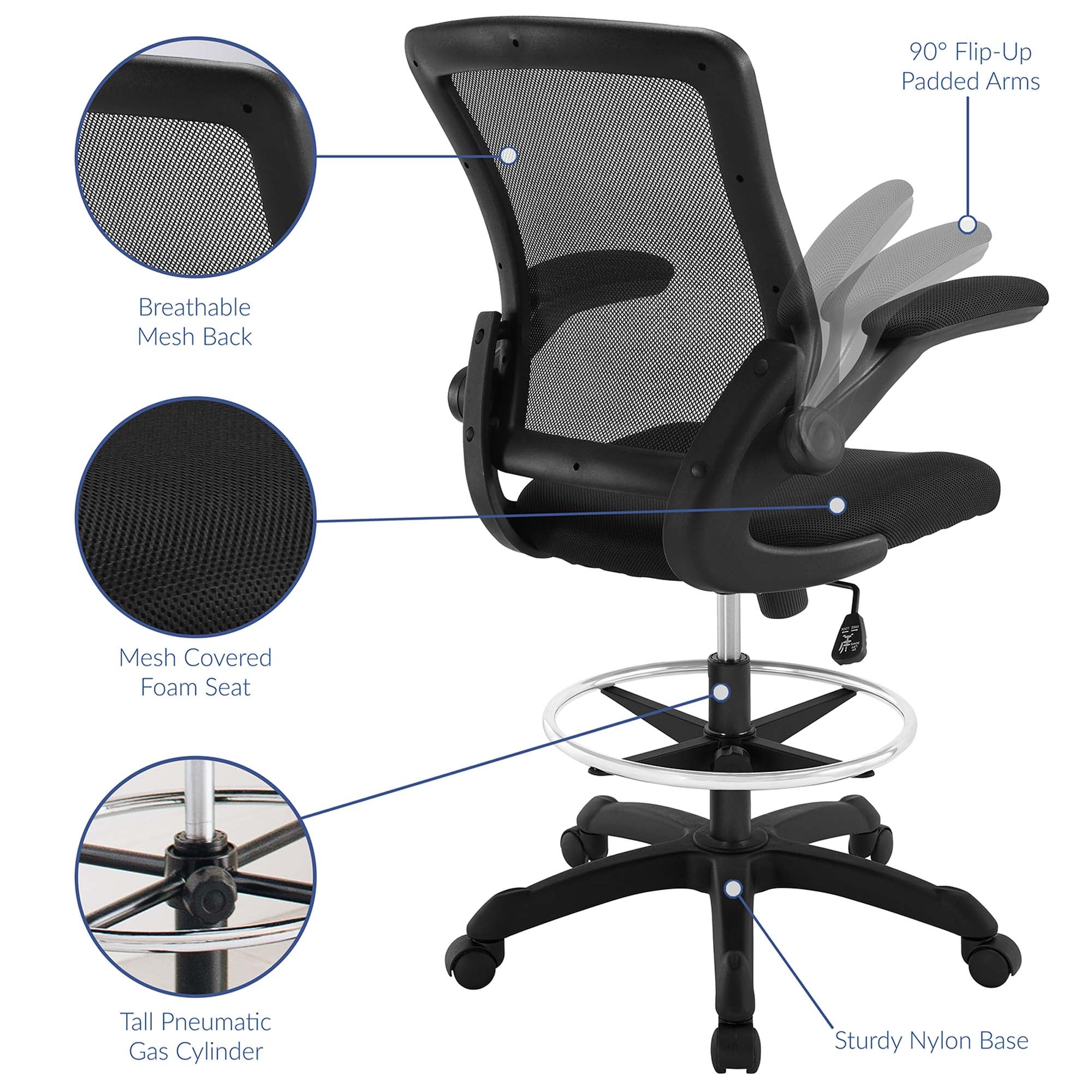 Veer Drafting Chair - Blue
