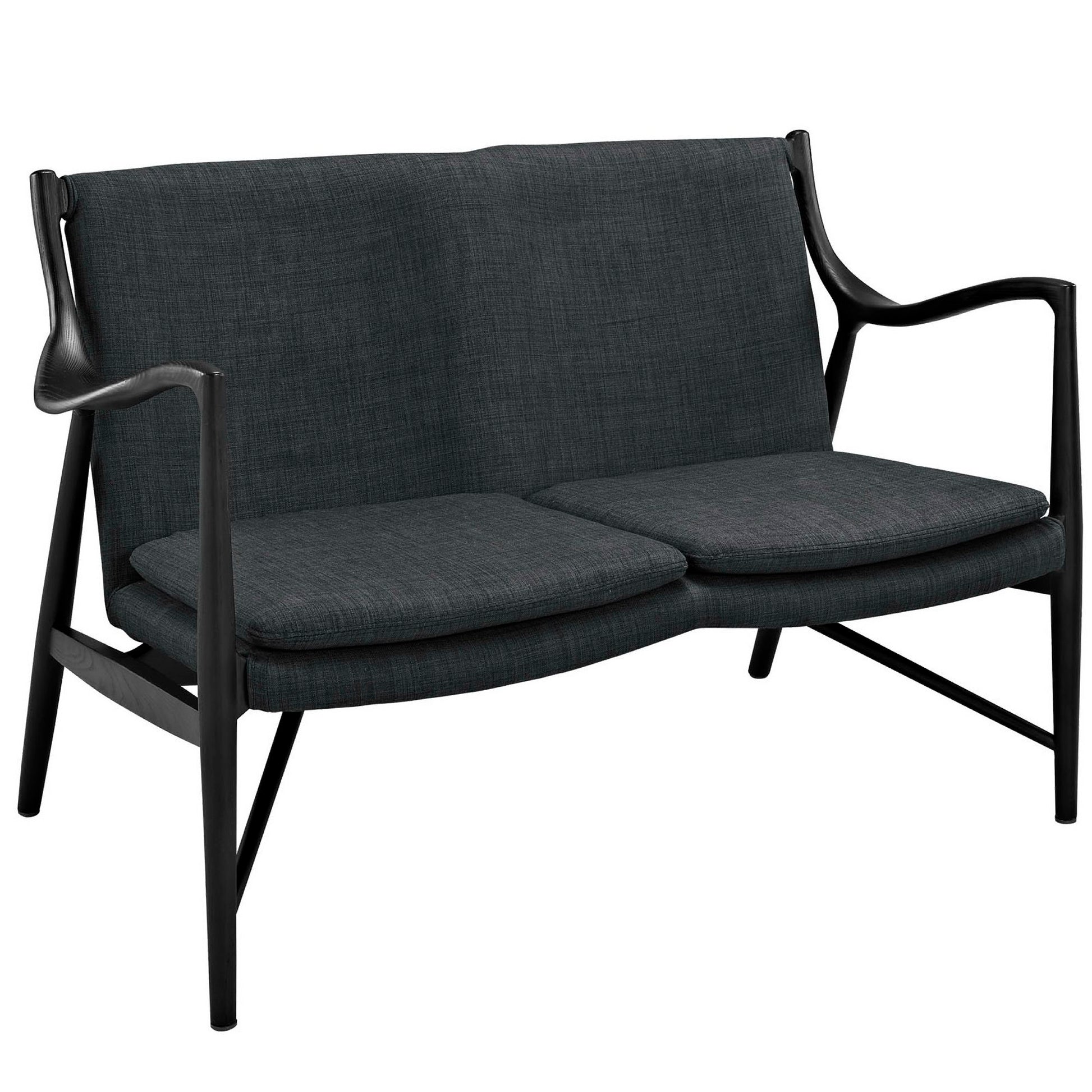 Makeshift Upholstered Fabric Loveseat - Black Gray