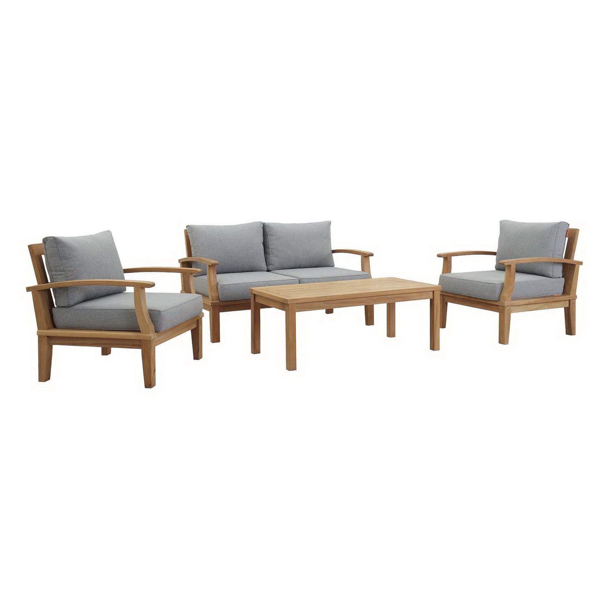 Marina 4 Piece Outdoor Patio Teak Set - Natural Gray