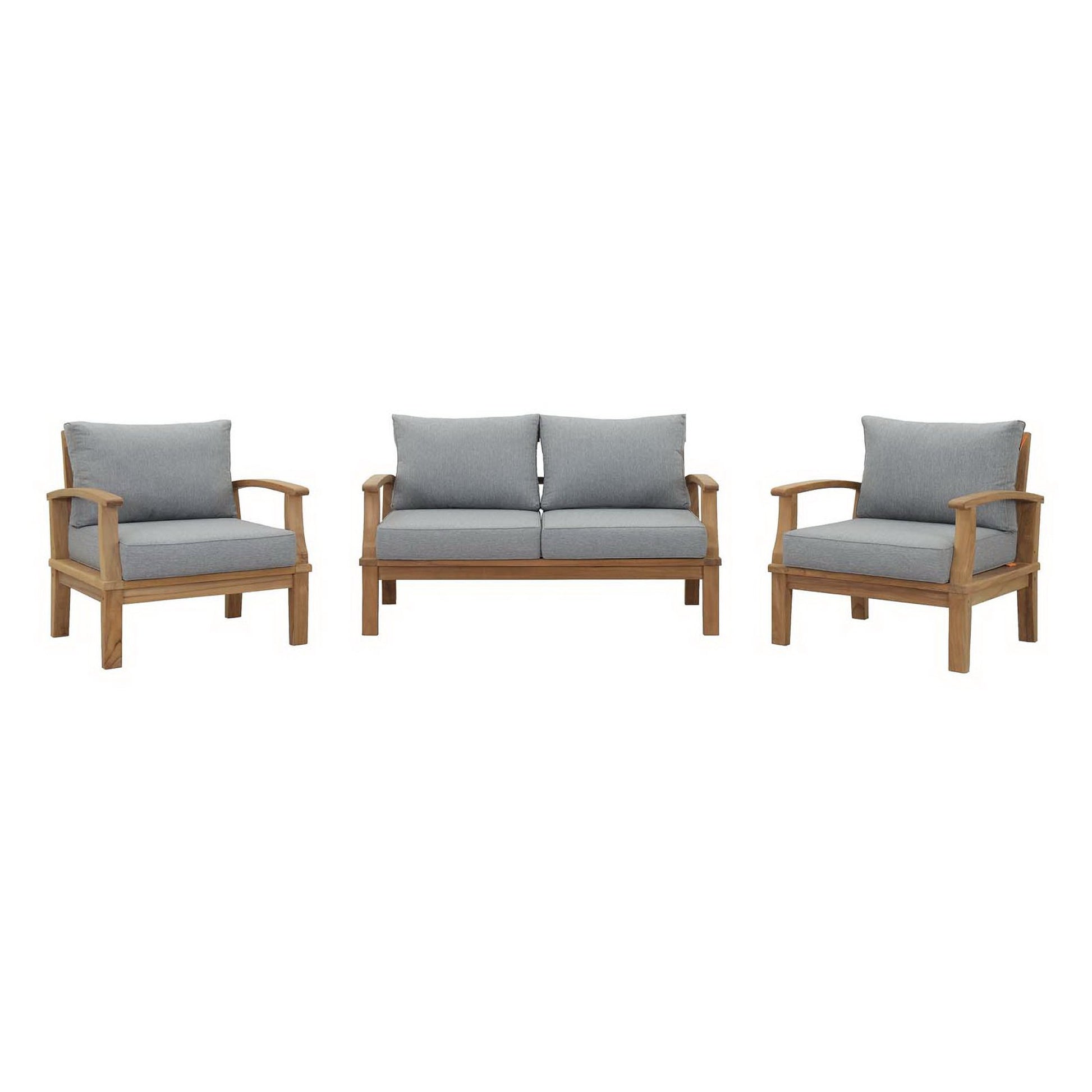 Marina 3 Piece Outdoor Patio Teak Set - Natural Gray