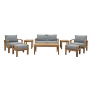 Marina 8 Piece Outdoor Patio Teak Set - Natural Gray