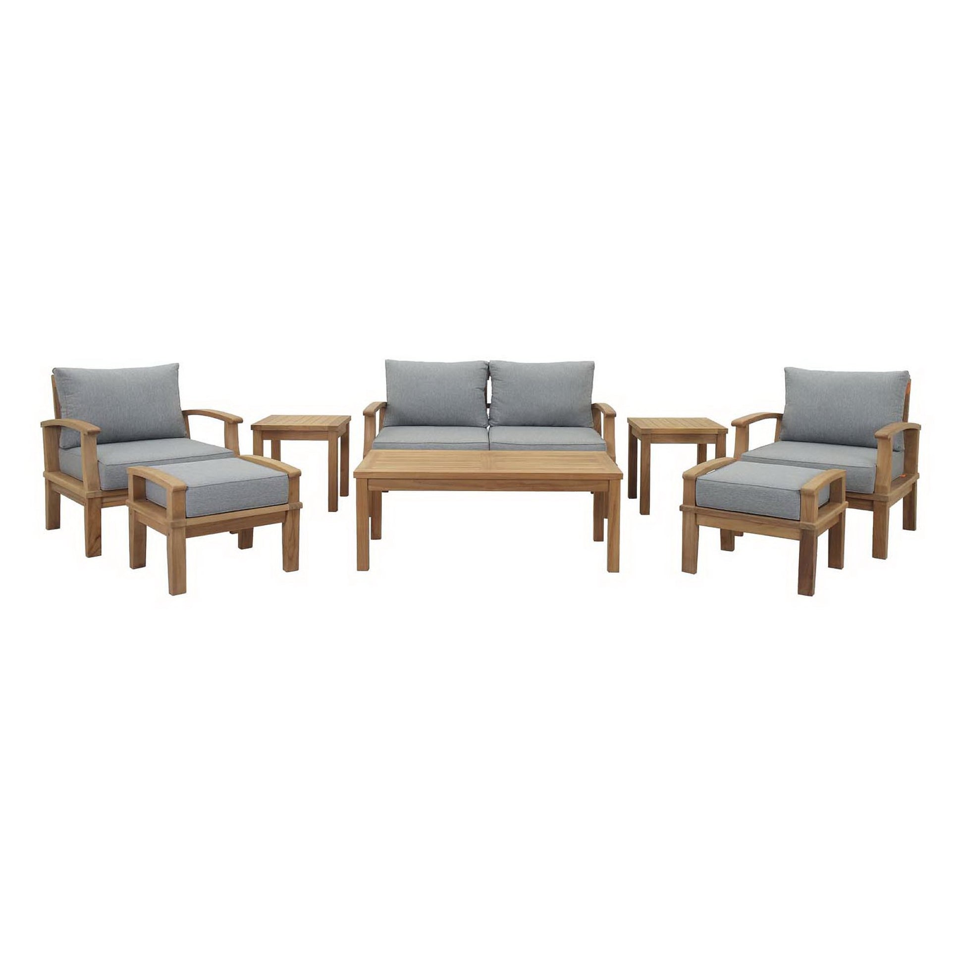 Marina 8 Piece Outdoor Patio Teak Set - Natural Gray