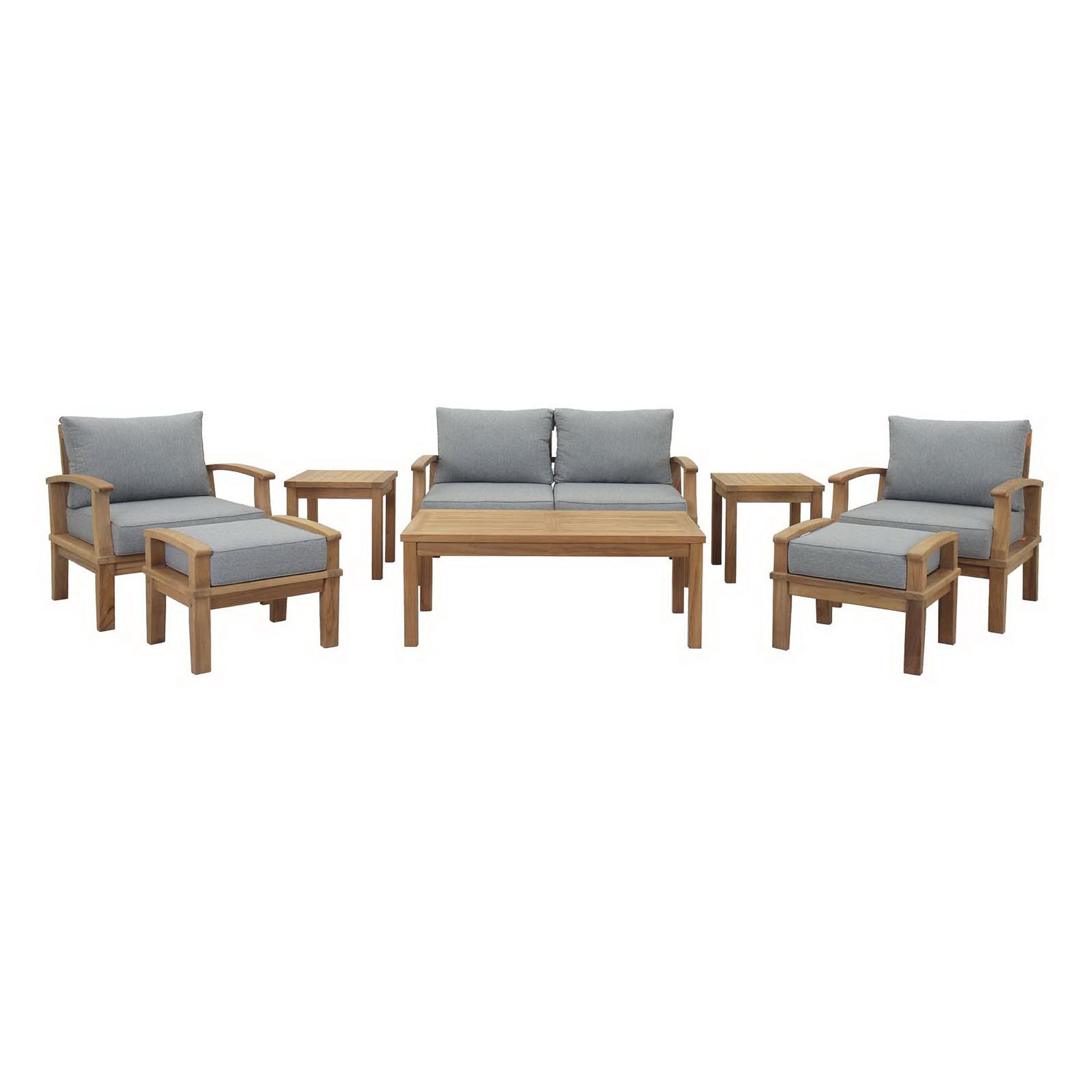 Marina 8 Piece Outdoor Patio Teak Set - Natural Gray