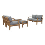 Marina 5 Piece Outdoor Patio Teak Set - Natural Gray
