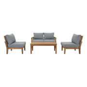 Marina 5 Piece Outdoor Patio Teak Set - Natural Gray