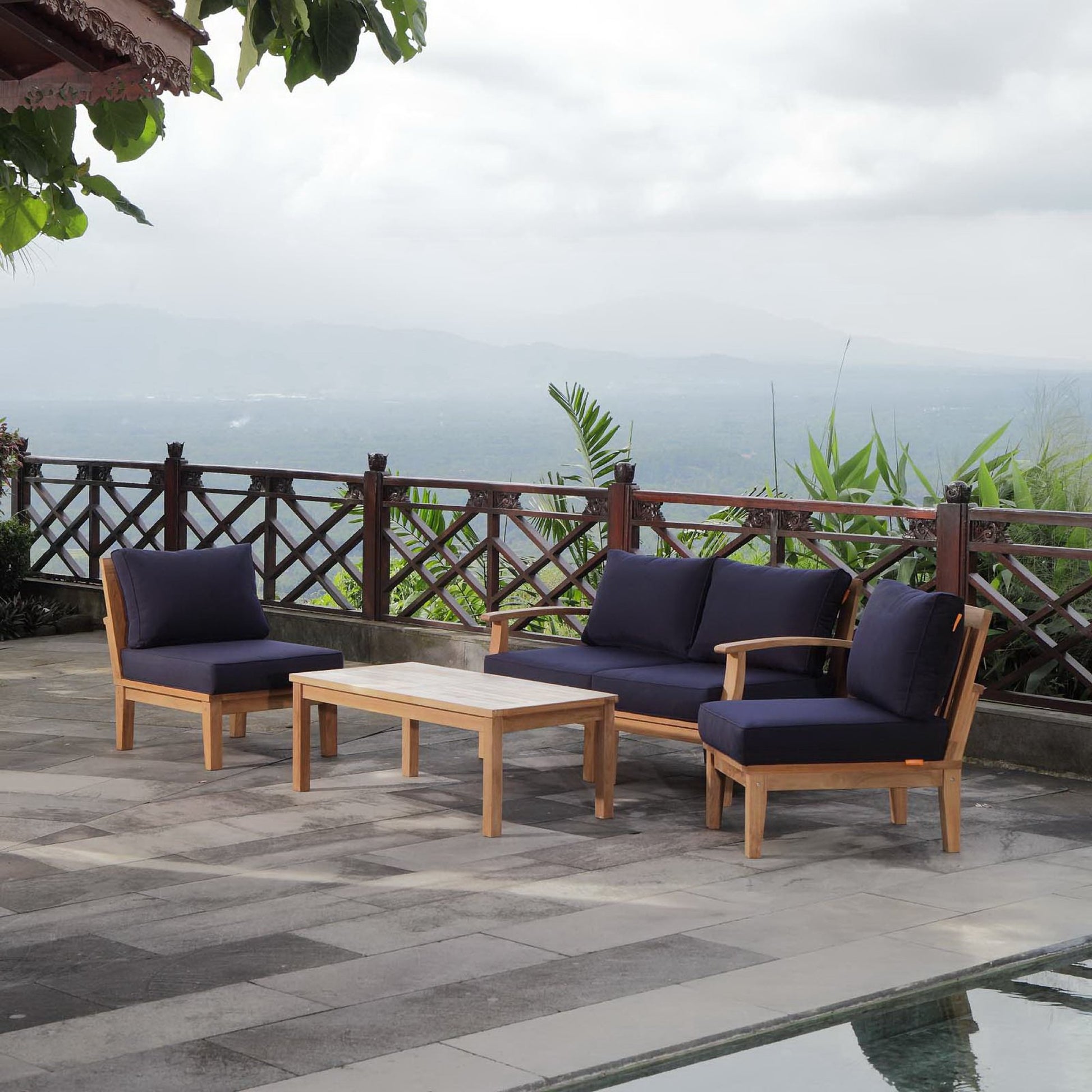 Marina 5 Piece Outdoor Patio Teak Set