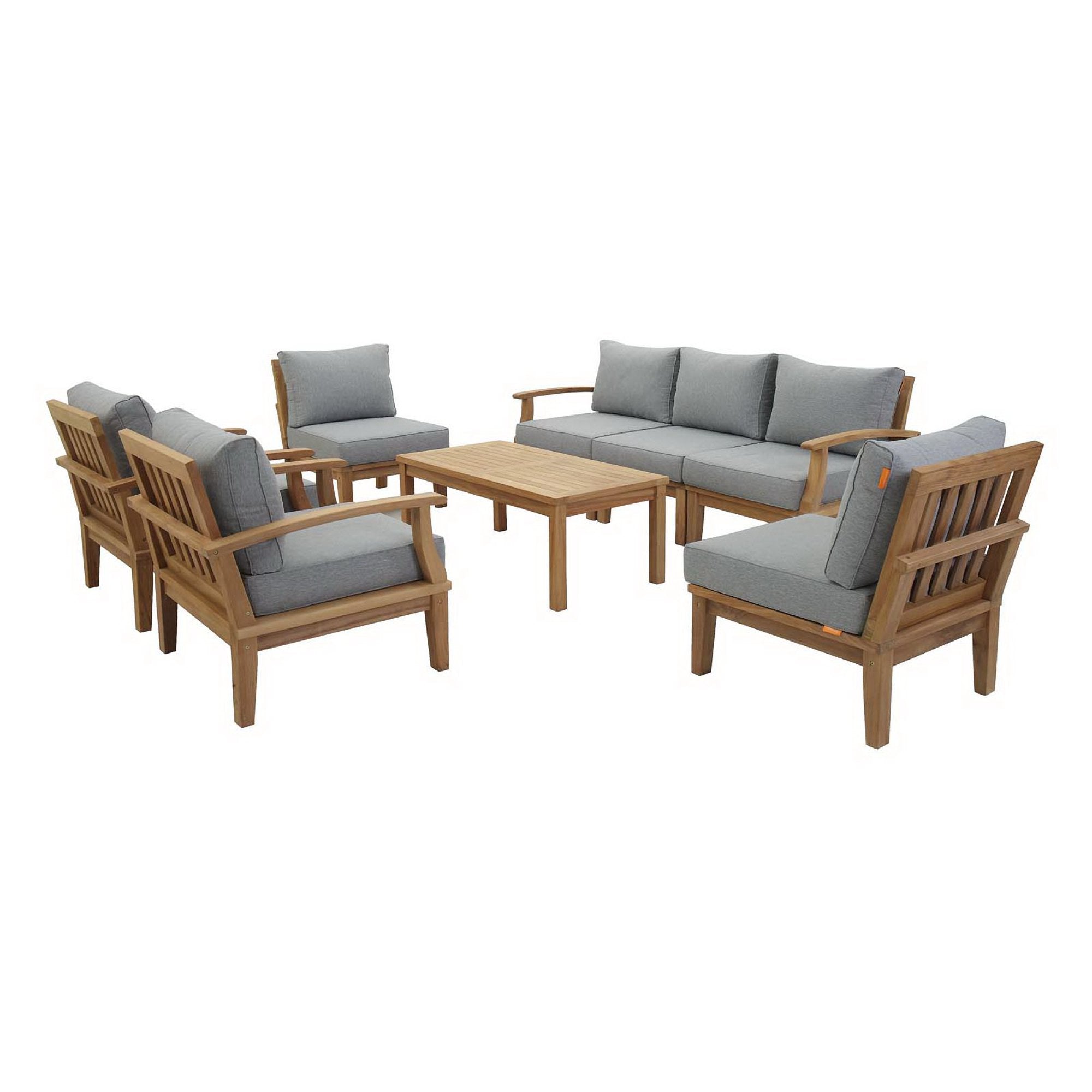 Marina 8 Piece Outdoor Patio Teak Set - Natural Gray