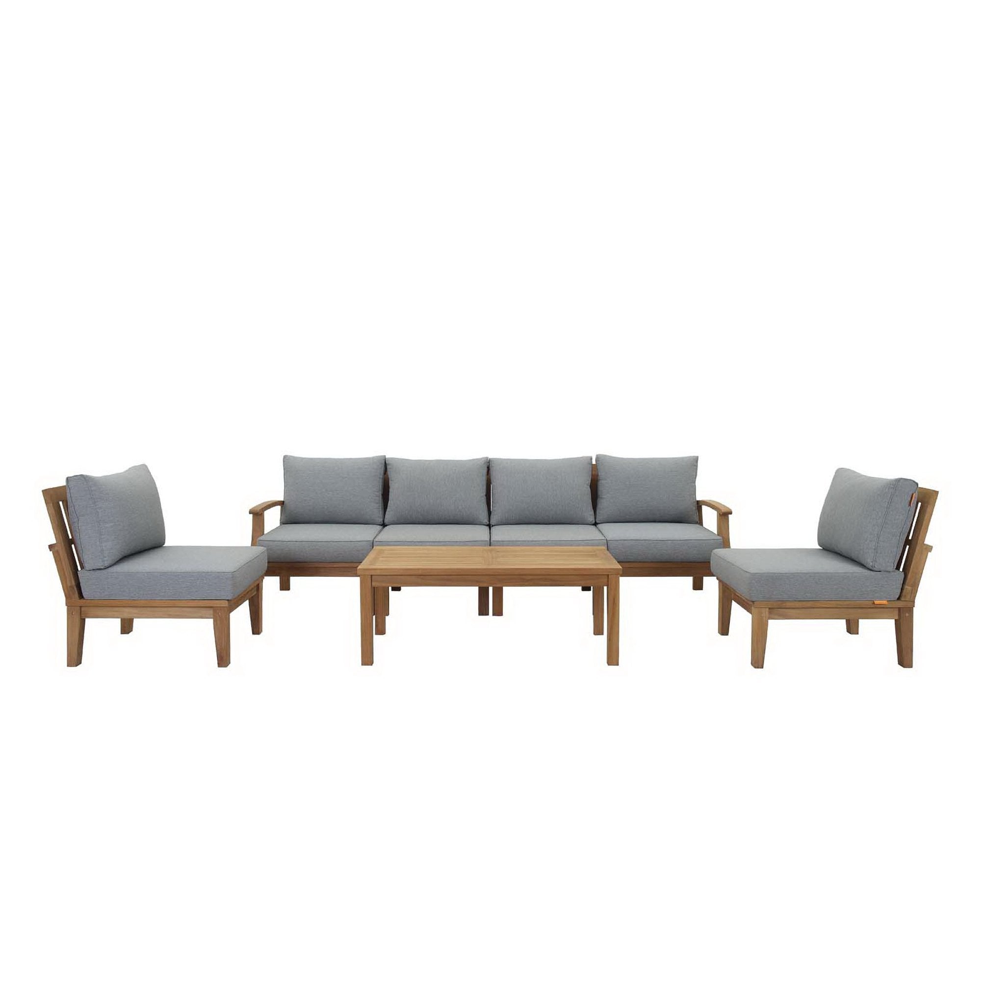 Marina 7 Piece Outdoor Patio Teak Set - Natural Gray