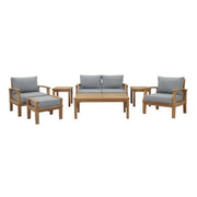 Marina 7 Piece Outdoor Patio Teak Set - Natural Gray