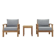 Marina 3 Piece Outdoor Patio Teak Set - Natural Gray