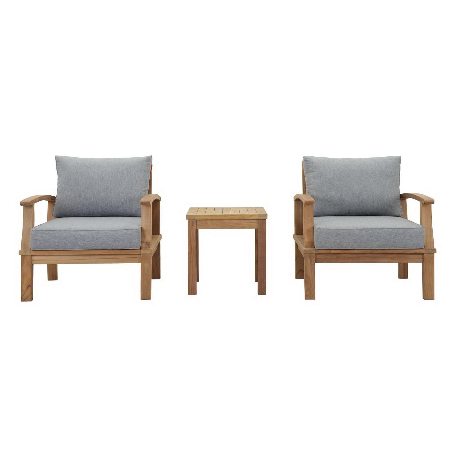 Marina 3 Piece Outdoor Patio Teak Set - Natural Gray
