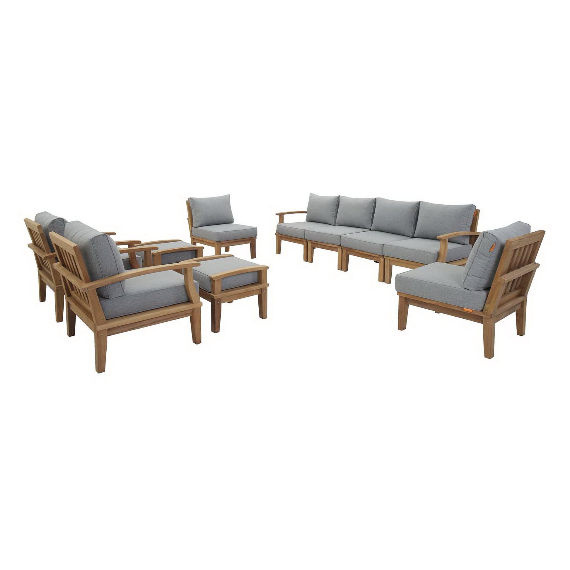 Marina 10 Piece Outdoor Patio Teak Set - Natural Gray