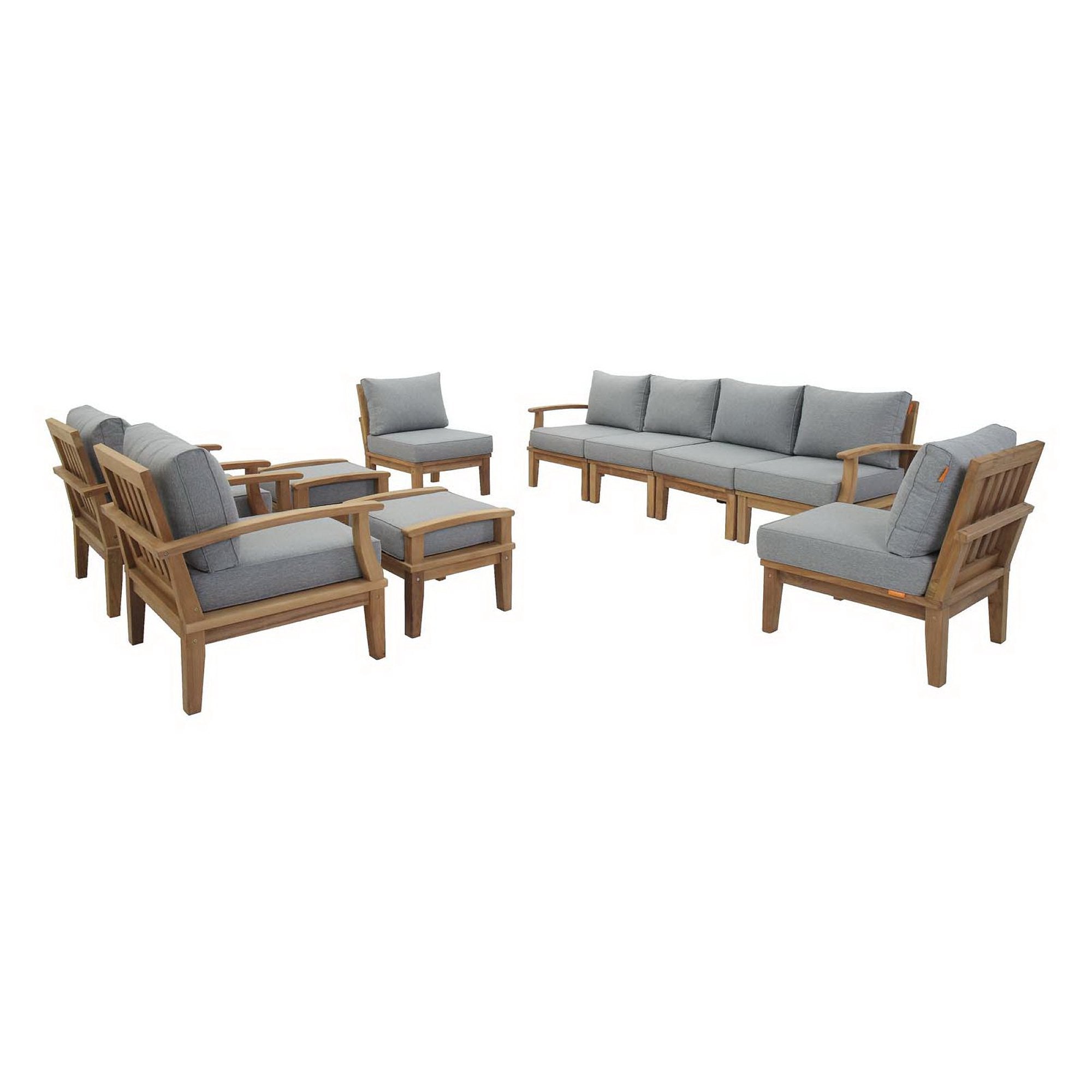 Marina 10 Piece Outdoor Patio Teak Set - Natural Gray