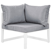Fortuna Corner Outdoor Patio Armchair - White Gray