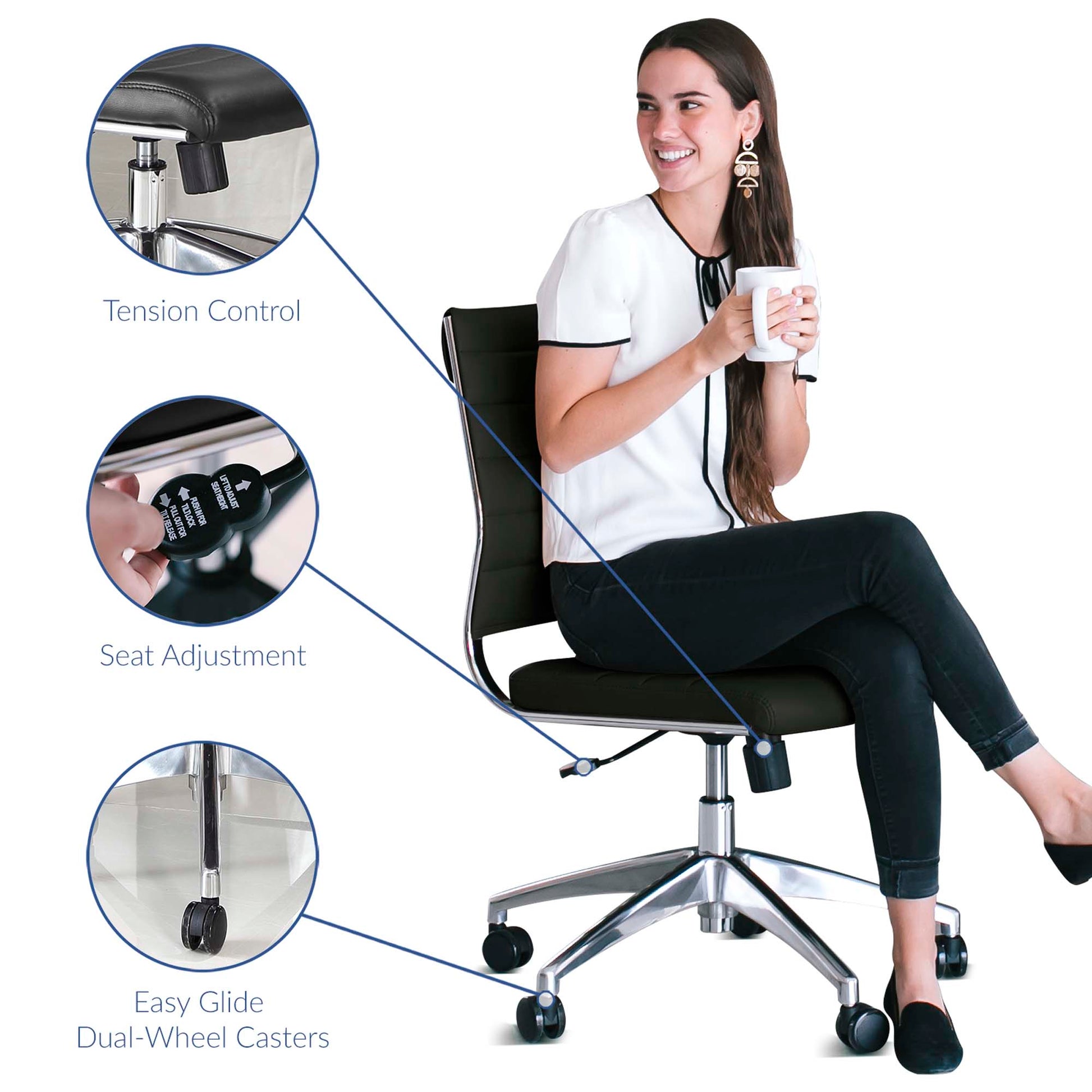 Jive Armless Mid Back Office Chair - Gray