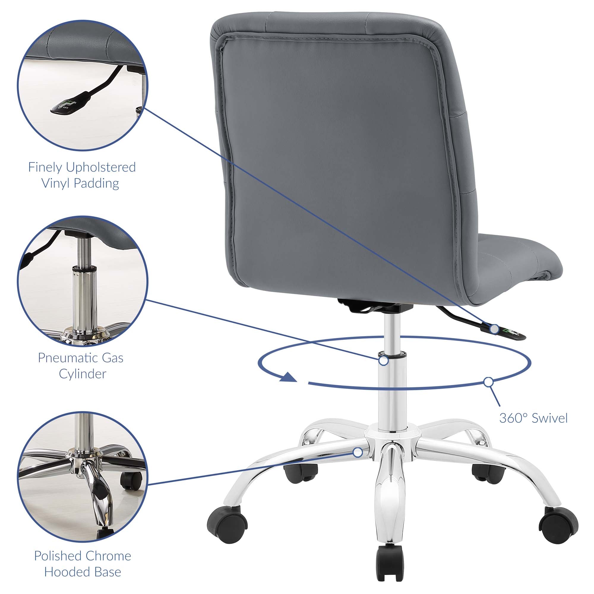 Prim Armless Mid Back Office Chair - Orange