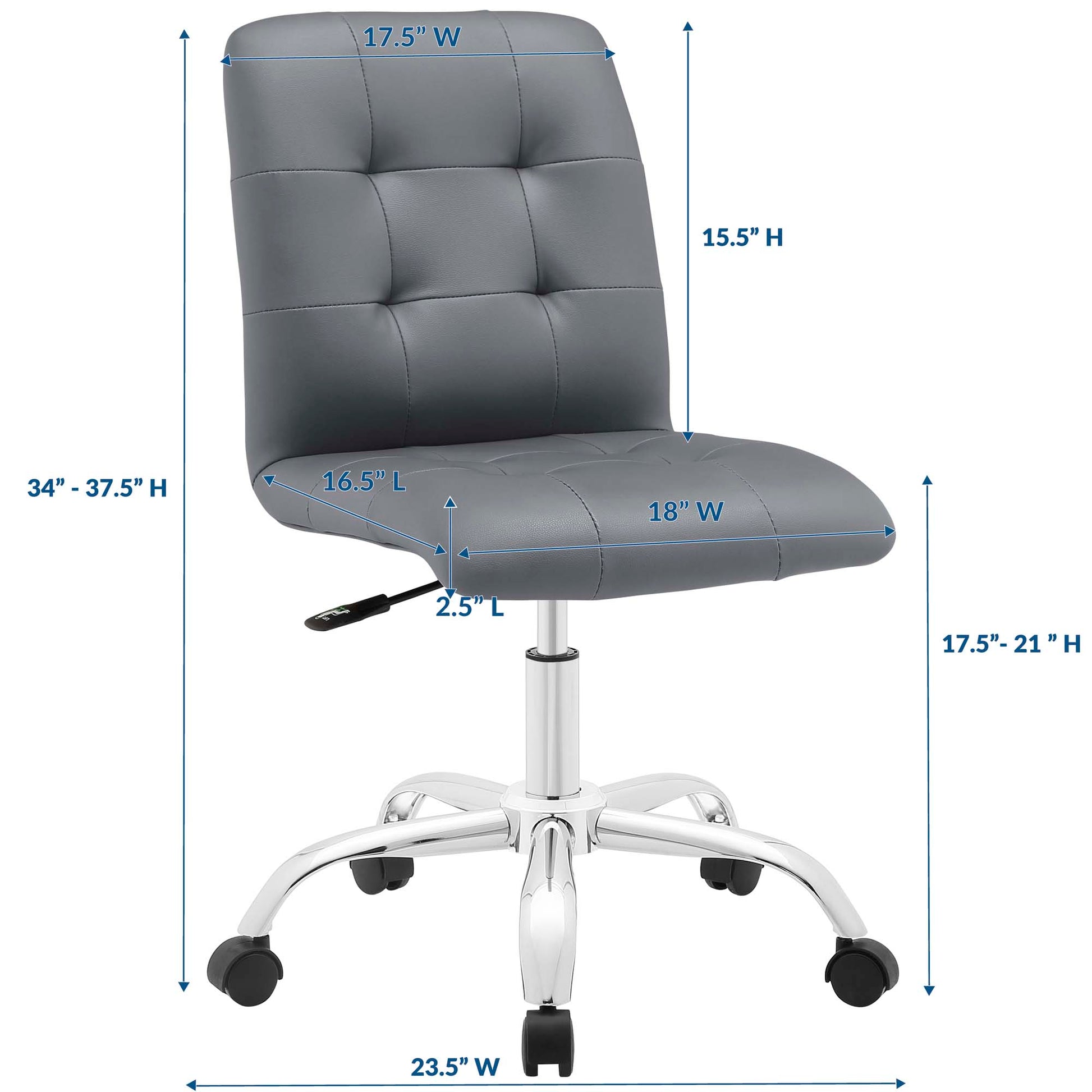 Prim Armless Mid Back Office Chair - White