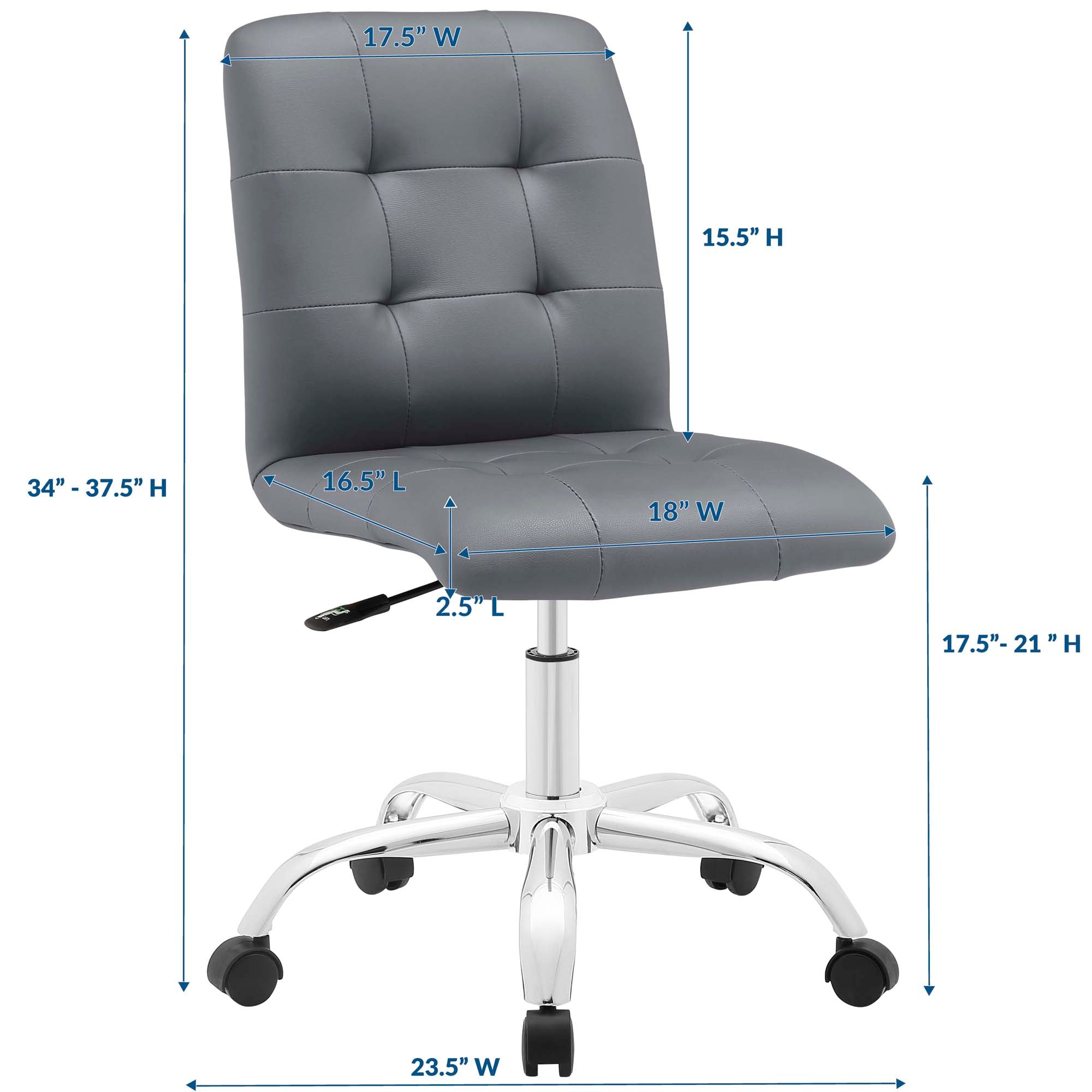 Prim Armless Mid Back Office Chair - White