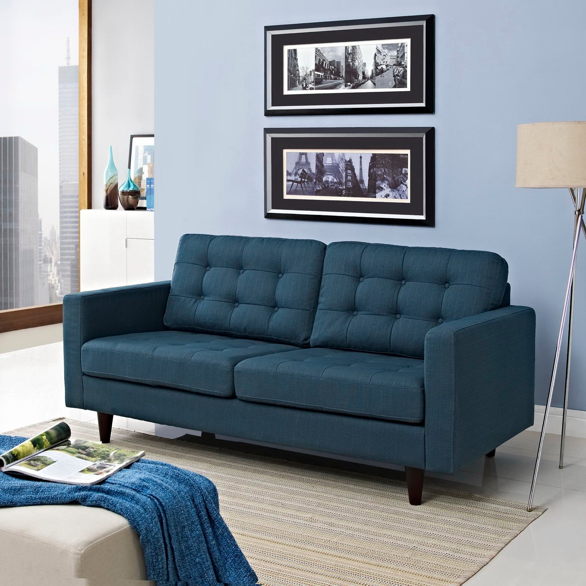Empress Upholstered Fabric Loveseat - Teal