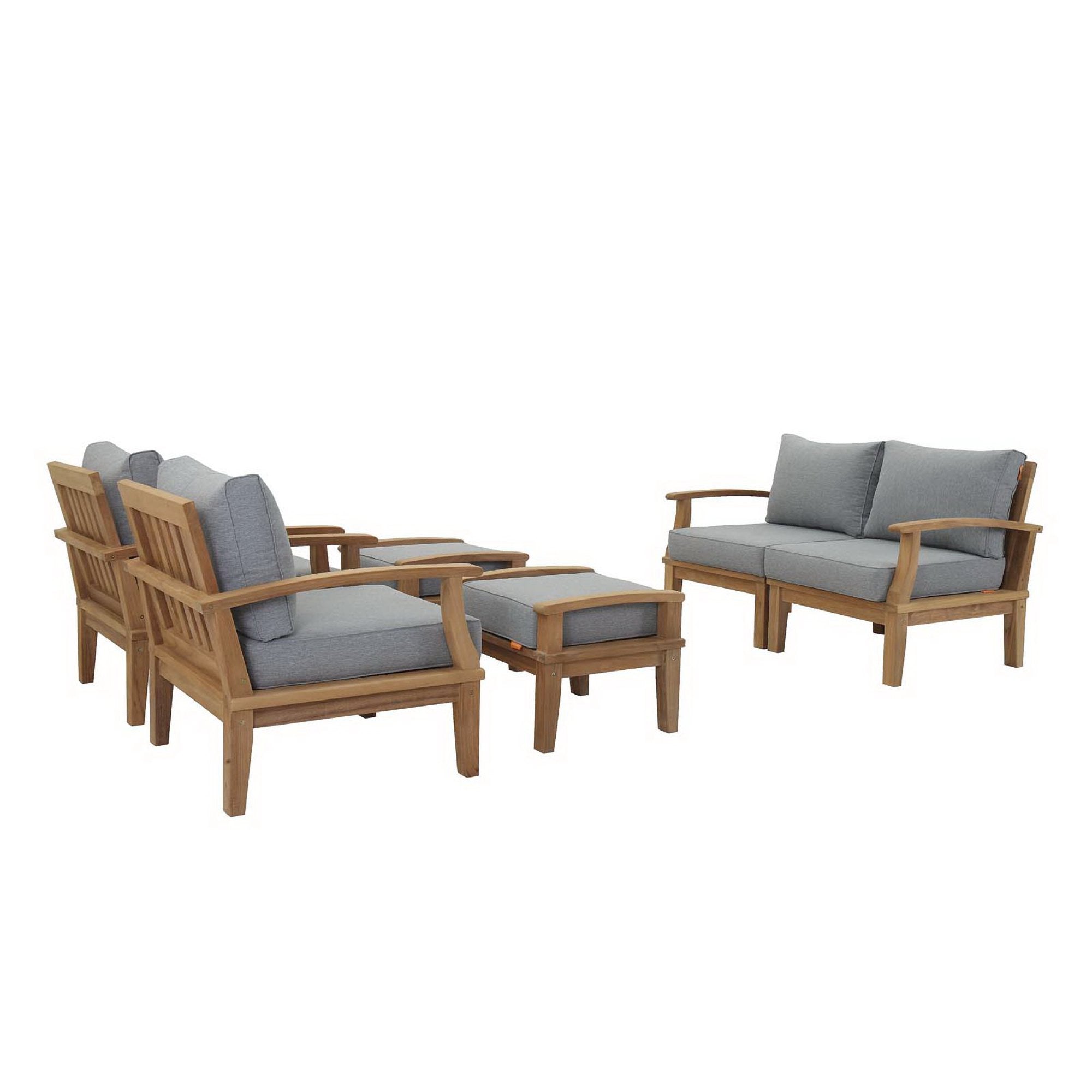 Marina 6 Piece Outdoor Patio Teak Set - Natural Gray