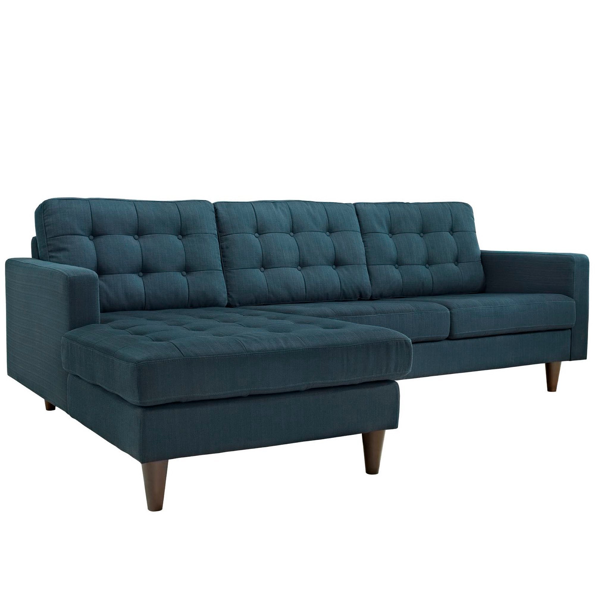 Empress Left-Facing Upholstered Fabric Sectional Sofa - Azure