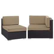 Gather Corner and Middle Outdoor Patio Sectional Set - Espresso Mocha