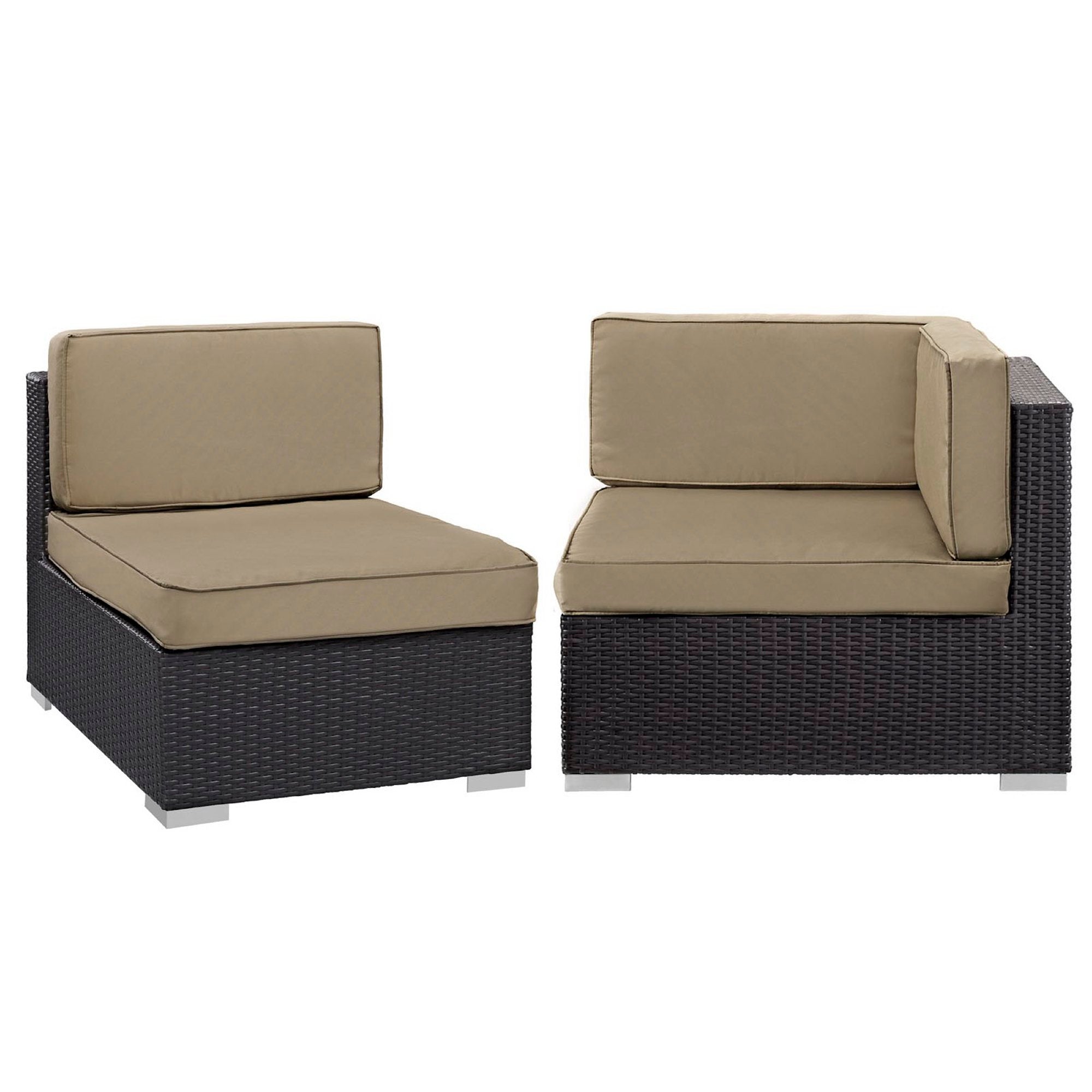 Gather Corner and Middle Outdoor Patio Sectional Set - Espresso Mocha