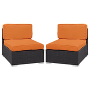 Gather Outdoor Patio Armless Chair Set of 2 - Espresso Orange