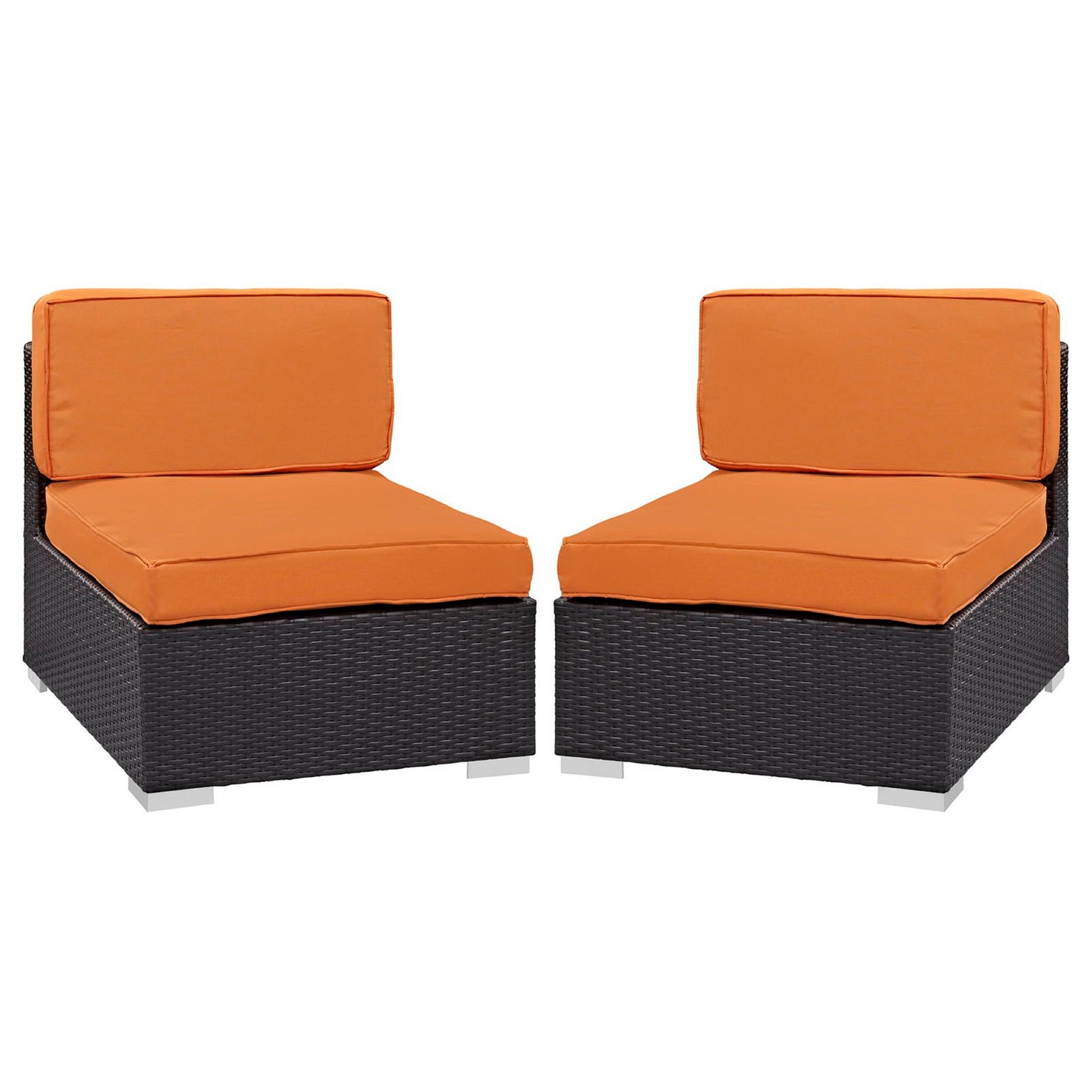 Gather Outdoor Patio Armless Chair Set of 2 - Espresso Orange