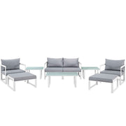 Fortuna 9 Piece Outdoor Patio Sectional Sofa Set - White Gray