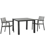 Maine 3 Piece Outdoor Patio Dining Set - Brown Gray