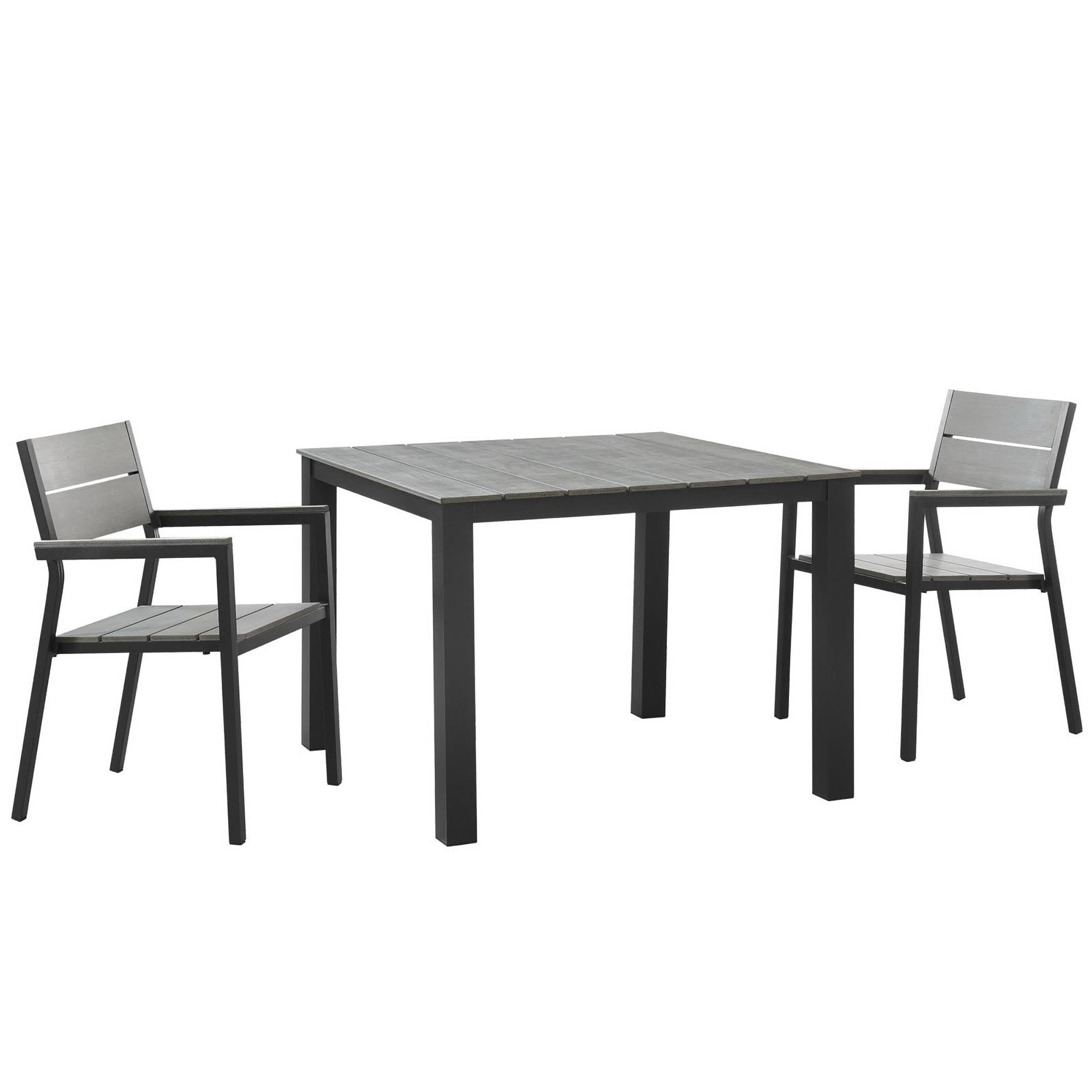 Maine 3 Piece Outdoor Patio Dining Set - Brown Gray