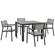 Maine 5 Piece Outdoor Patio Dining Set - Brown Gray