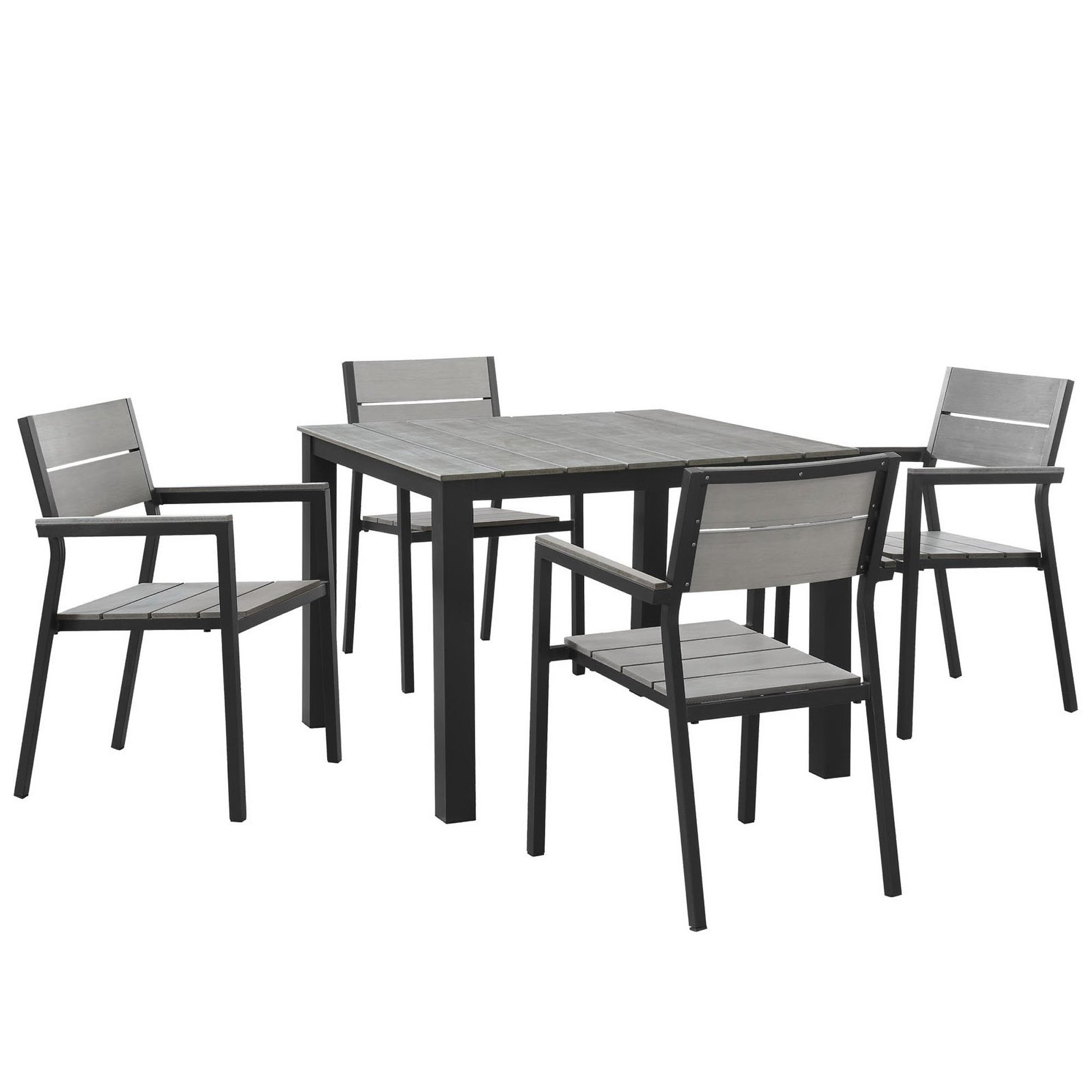 Maine 5 Piece Outdoor Patio Dining Set - Brown Gray