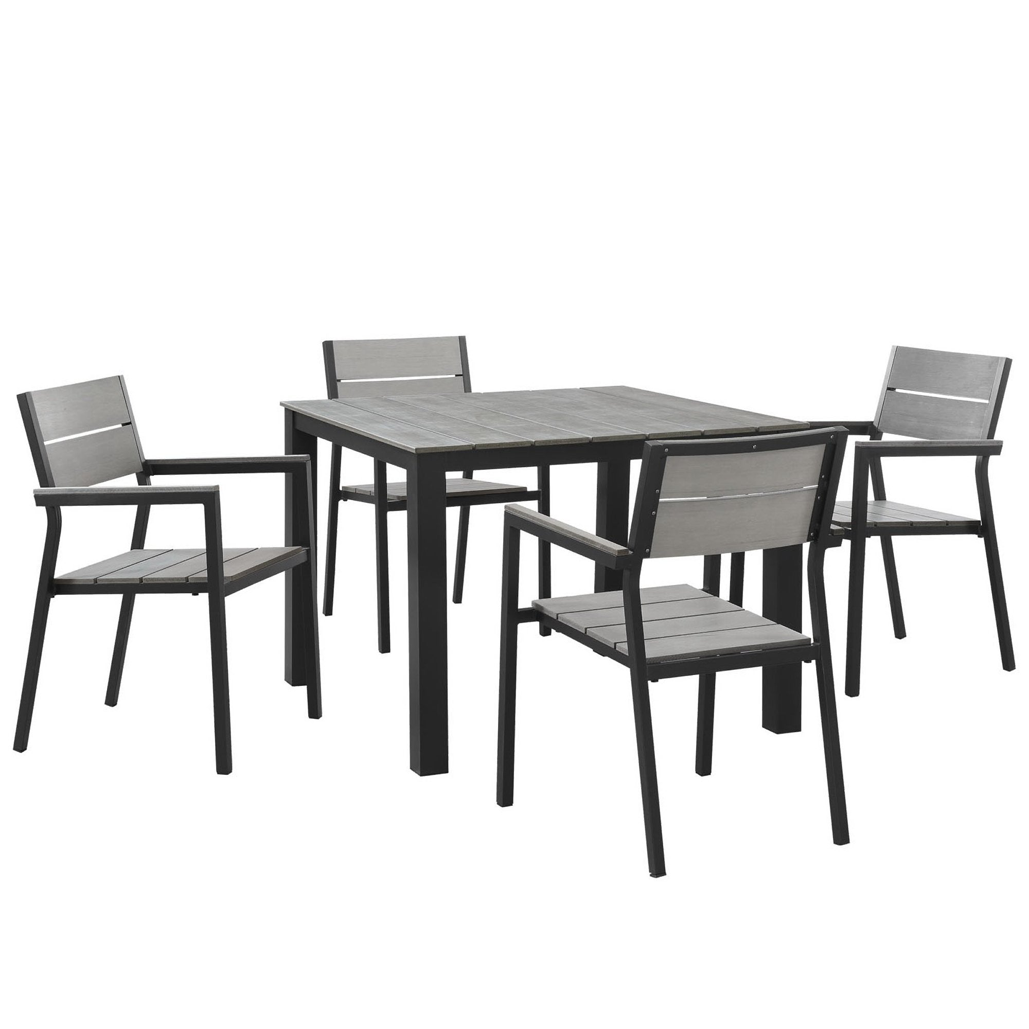 Maine 5 Piece Outdoor Patio Dining Set - Brown Gray