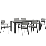 Maine 7 Piece Outdoor Patio Dining Set - Brown Gray