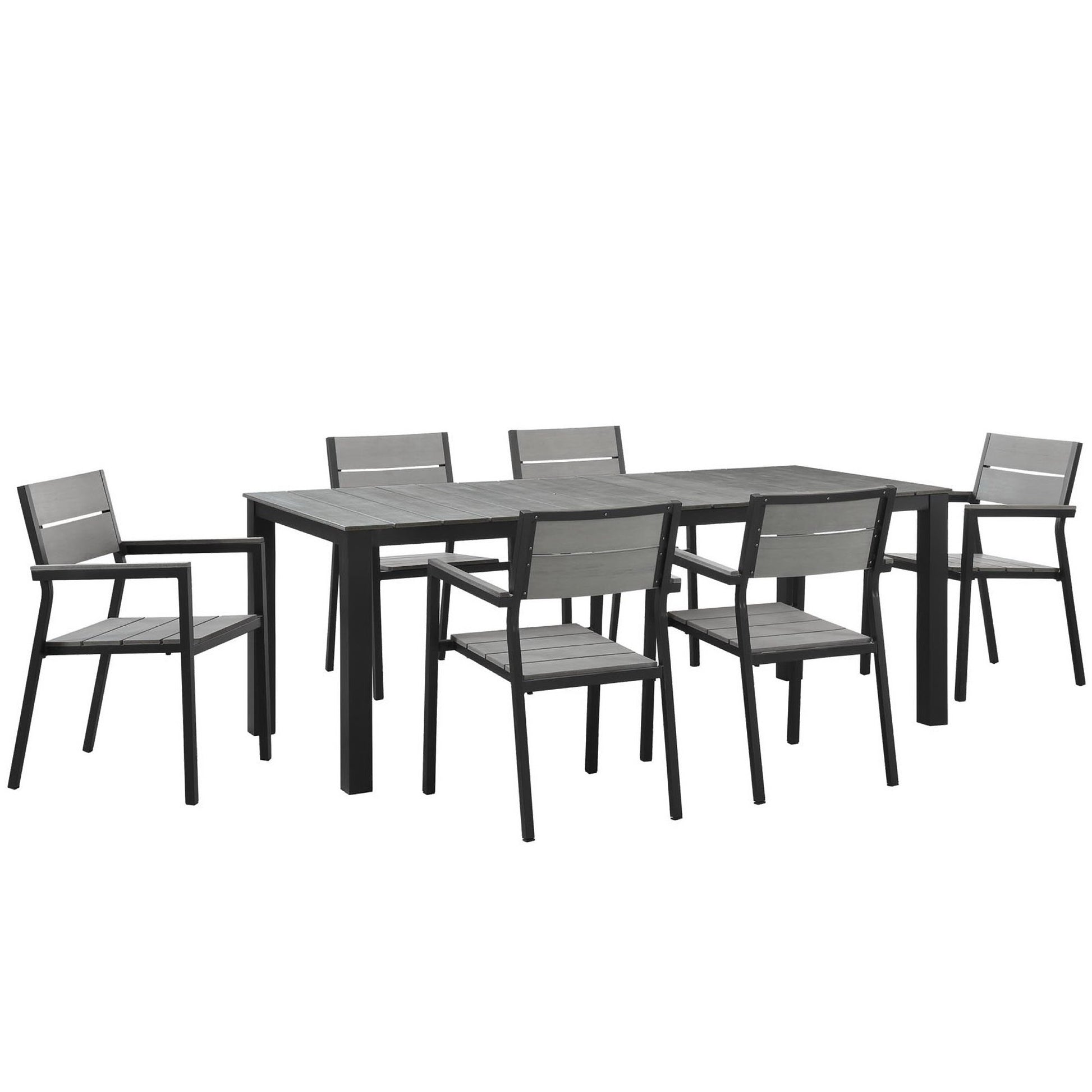 Maine 7 Piece Outdoor Patio Dining Set - Brown Gray