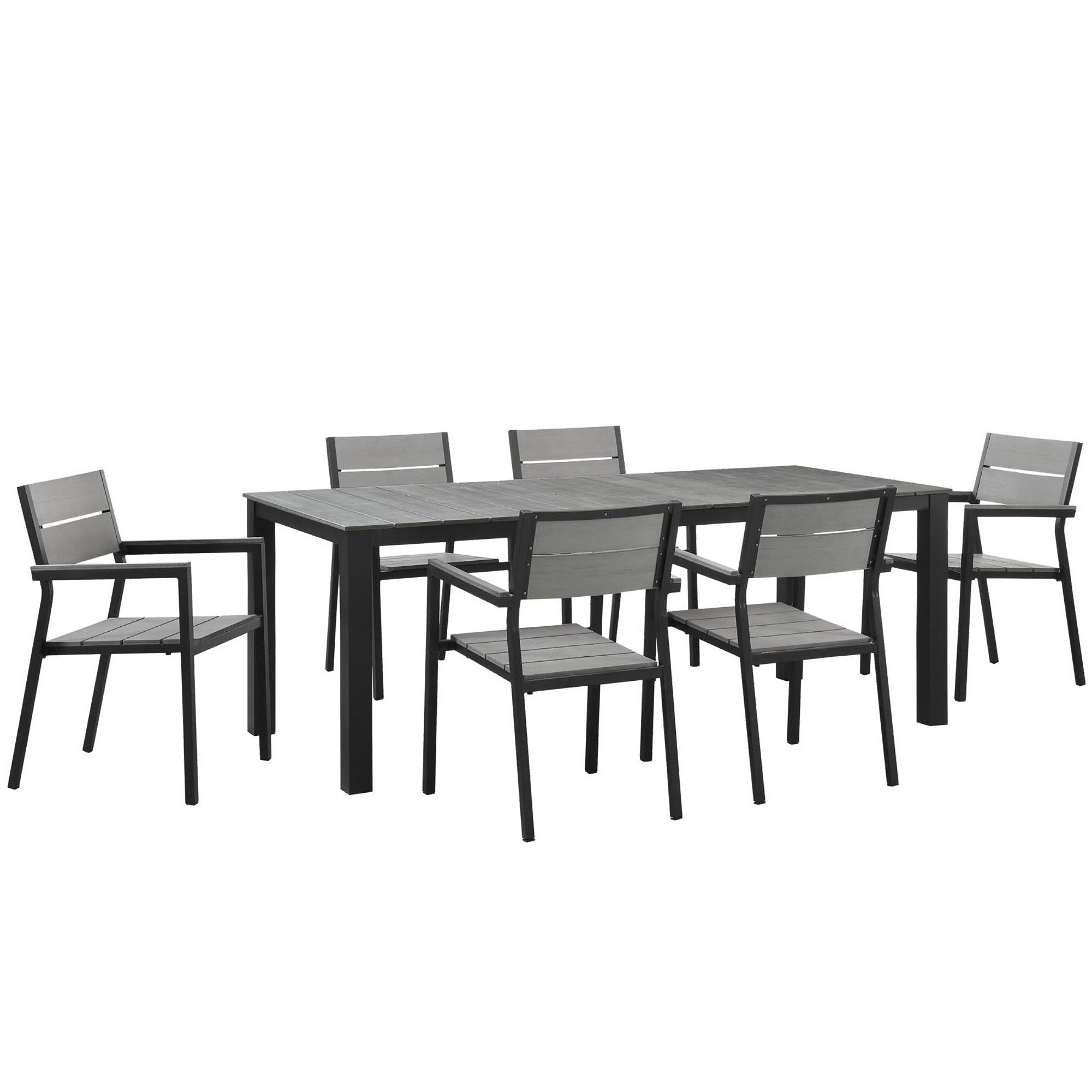 Maine 7 Piece Outdoor Patio Dining Set - Brown Gray