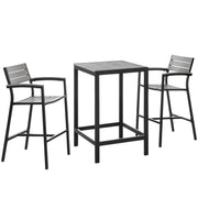 Maine 3 Piece Outdoor Patio Dining Set - Brown Gray