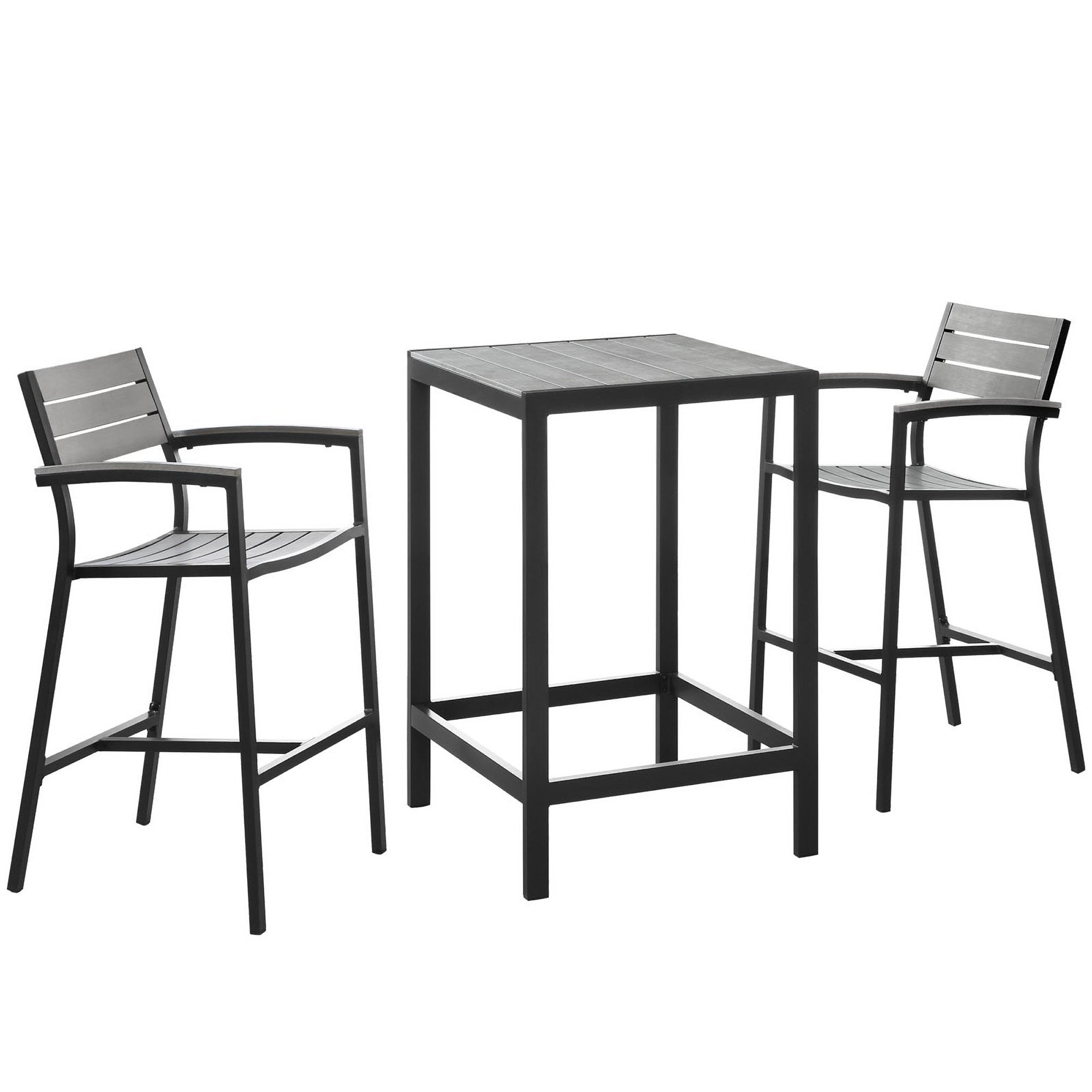 Maine 3 Piece Outdoor Patio Dining Set - Brown Gray