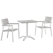 Maine 3 Piece Outdoor Patio Dining Set - White Light Gray